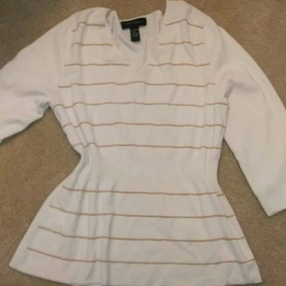 Cream and gold striped blouse